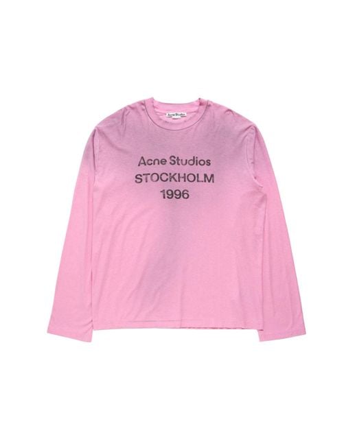 Acne Pink Logo Long Sleeve T-Shirt for men