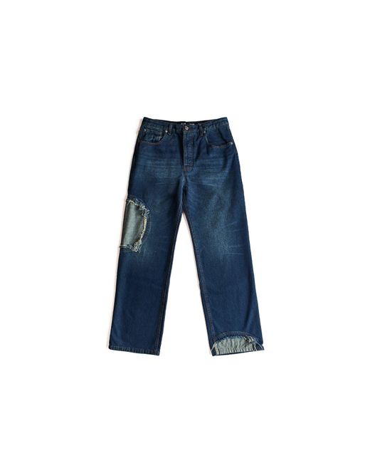Edward Cuming Blue Circle Inset Mid Wash Jeans for men
