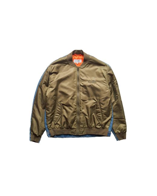 MM6 by Maison Martin Margiela Green Mm6 Split Denim And Nylon Bomber Jacket for men