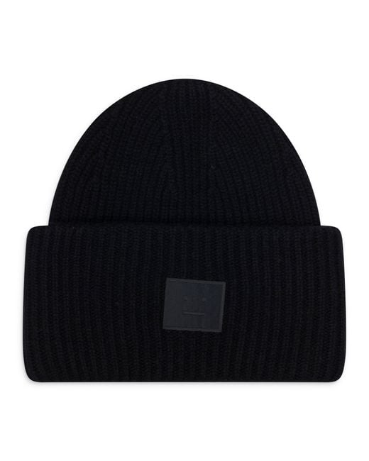 Acne Black Face Logo Beanie for men