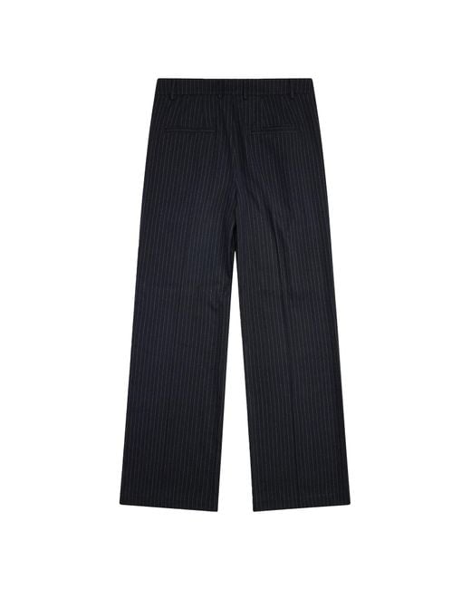 KROST Blue Wool Pinstripe Pleated Trouser for men