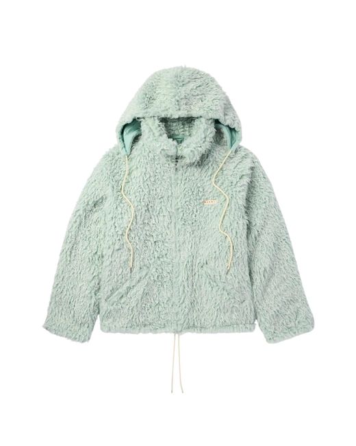Marni Green Long Pile Shaggy Faux Fur Hooded Jacket for men
