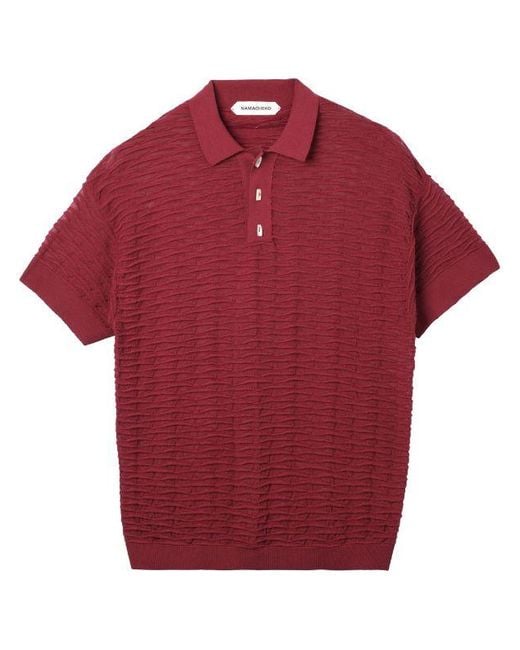 NAMACHEKO Red Taske Scale Short Sleeve Polo Tops for men
