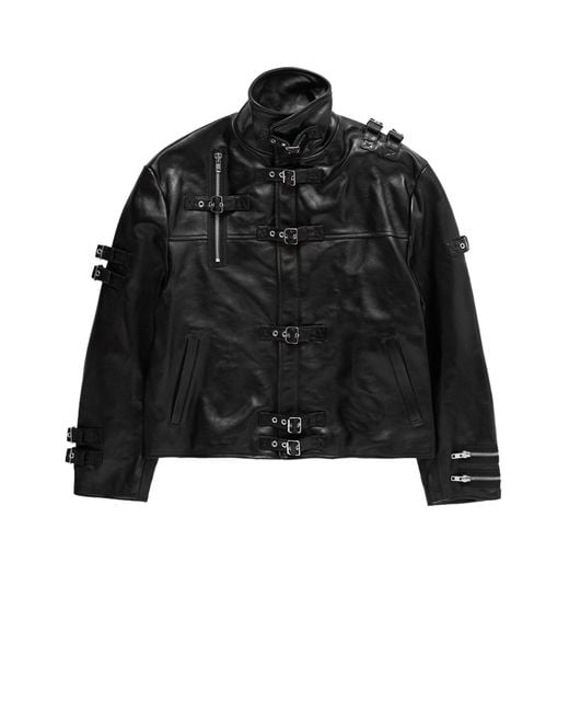 Doublet Buckle Overload Leather Jacket in Black for Men | Lyst