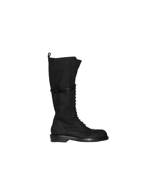 Ann Demeulemeester Black Heini Pintuck Combat Boots for men