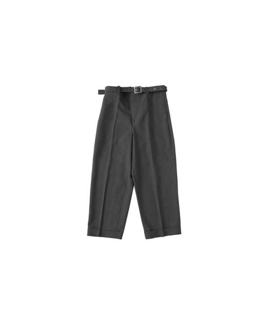 Jil Sander Gray Wool Canvas Belted Trousers Volcanic Glass for men