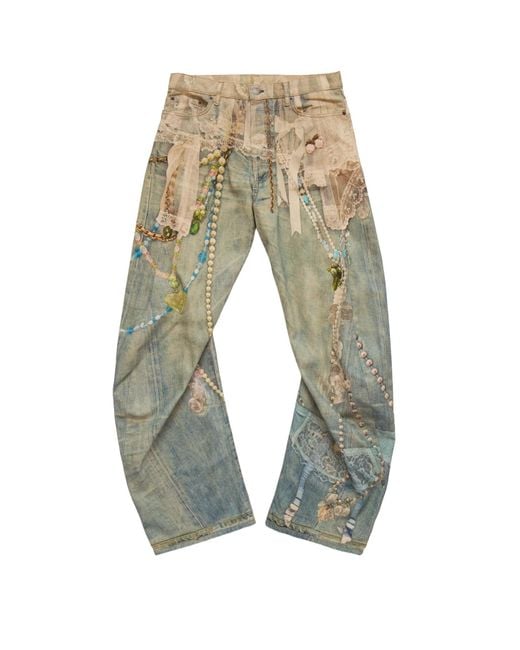 Acne White Keychains Trompe L'Oeil Jeans for men