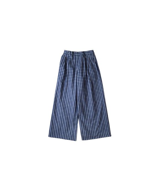 ERL Blue Check Pleated Tailored Pants for men
