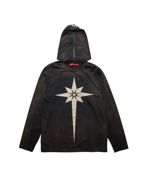 Kusikohc Black Origami Print Mask Ls T-Shirt for men