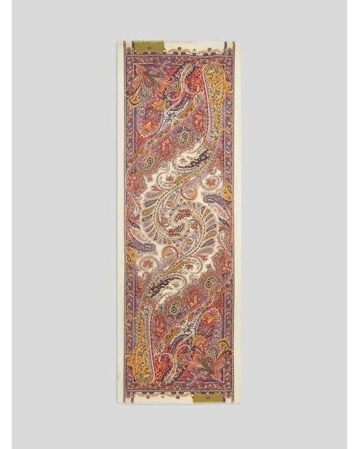 Etro Natural Cashmere And Silk Scarf With Paisley Print for men
