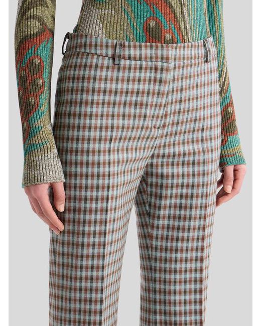 Etro Gray Hose Aus Einer Wollmischung Mit Vichy-Muster, Damen, Größe