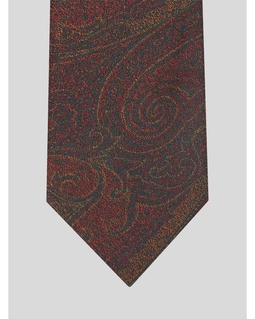 Etro White Silk Jacquard Tie With Arnica Motif for men