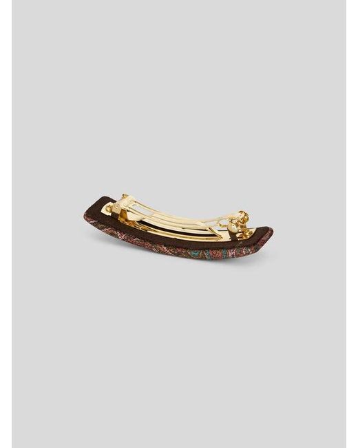 Etro White Paisley Hair Clip With Pegaso