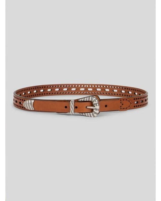 Etro Brown Leather Belt With Openwork