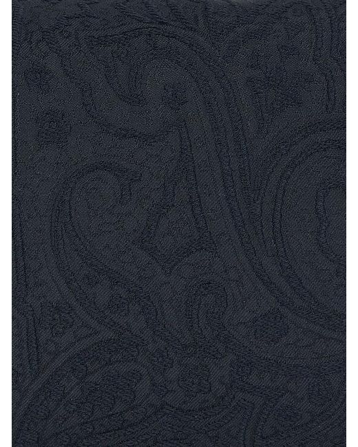 Etro Blue Small Nylon Jacquard Pouch for men