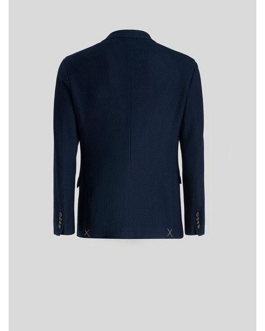 Etro Blue Worked Weave Jersey Jacket for men