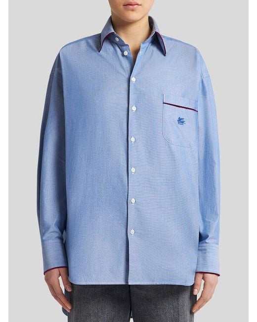 Chemise Oxford Avec Pegaso, Femme, Taille Etro en coloris Blue