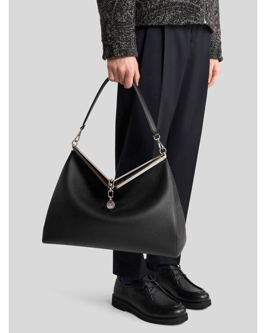 Etro Black Large Leather Vela Bag for men