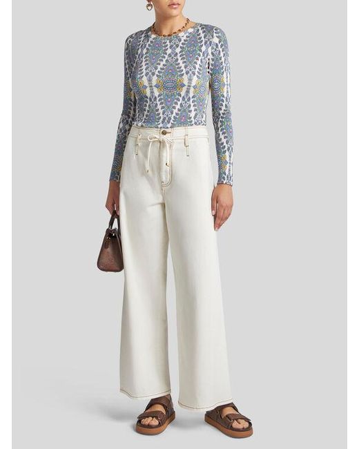 Pull En Soie Mélangée Avec Médaillons Et Motif Paisley, Femme, Taille Etro en coloris Blue