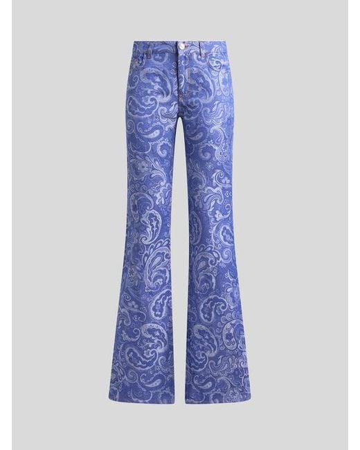 Etro Blue Flare-Jeans Mit Jacquardmuster, Damen, Größe