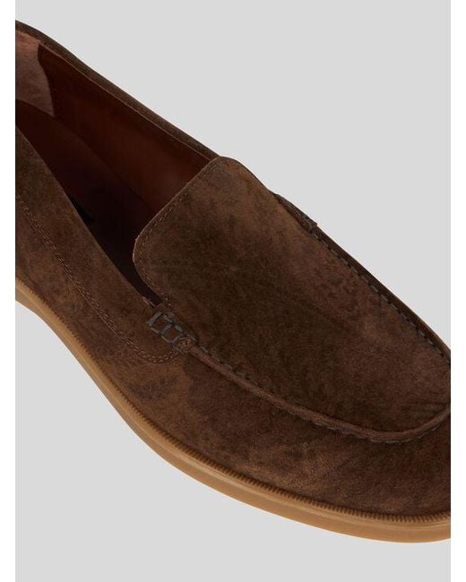 Etro Brown Printed Suede Slip-On Shoes for men