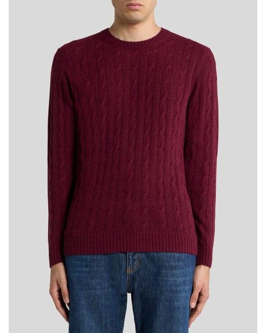 Etro Red Cable-Knit Cashmere Sweater for men