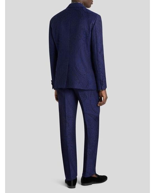 Etro Blue Jacquard Single-Breasted Jacket With Paisley Motif for men