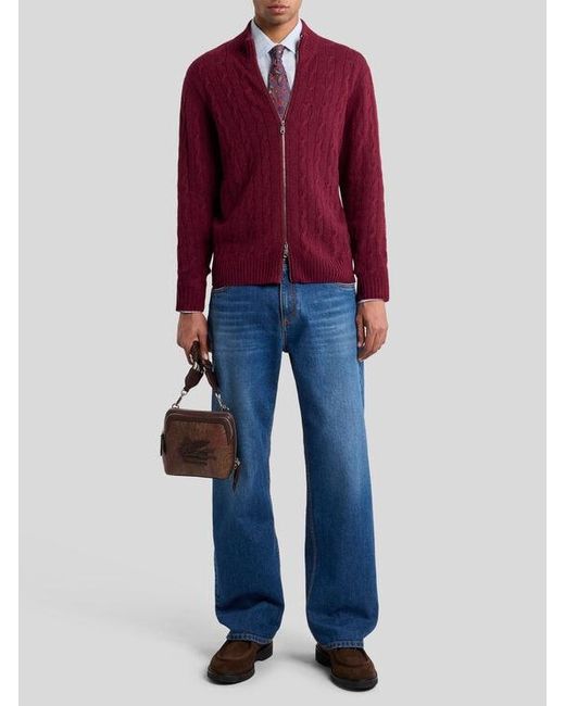 Etro Plain-Coloured Cashmere Cardigan for men