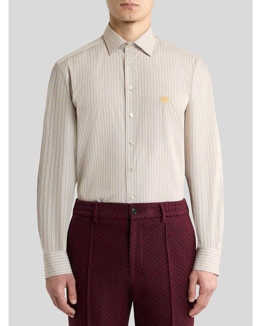 Etro White Striped Cotton Shirt for men