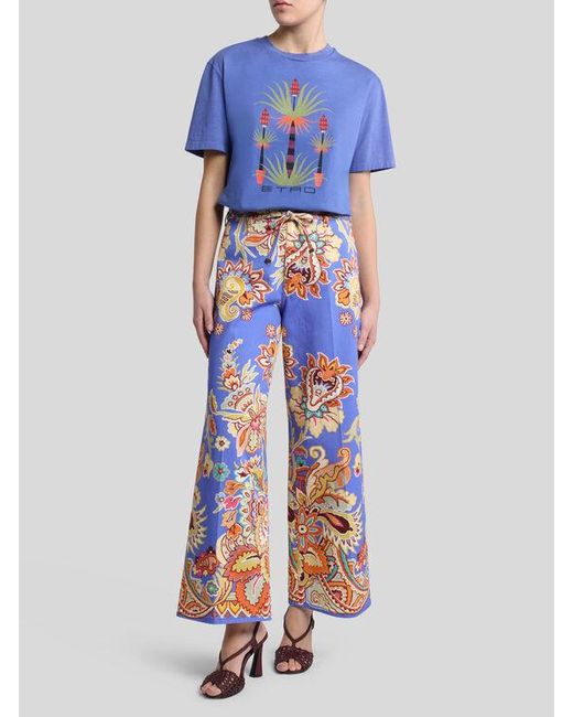 T-Shirt Imprimé X Agostino Iacurci, Femme, Taille Etro en coloris Blue