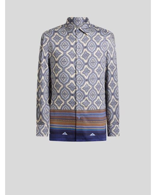 Etro Hemd Mit Geometrischem Muster, Herren, Größe in Blue für Herren