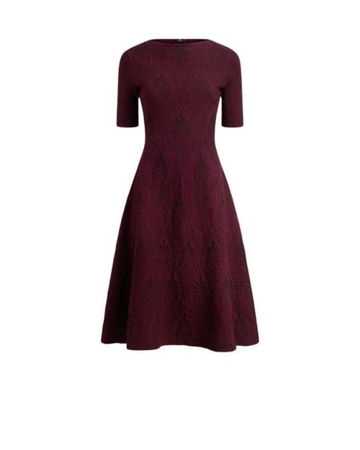 Etro Purple Jacquard Midi Dress With Medallion Motif