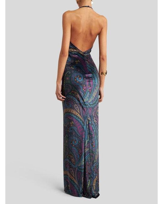 Abito Lungo Con Stampa Paisley, Donna, Taglia di Etro in Blue