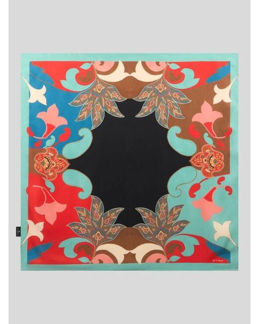 Etro Multicolor Silk Scarf With Floral Motif And Paisleys