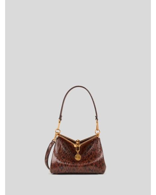 Etro Brown Small Elaphe Leather Vela Bag