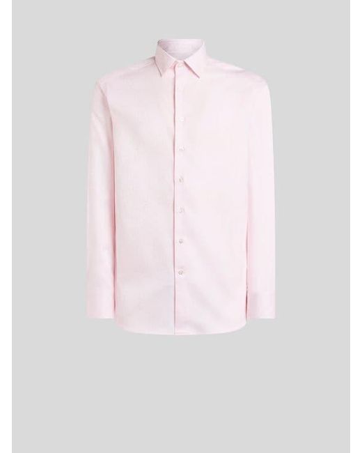 Etro Pink Cotton Jacquard Shirt for men