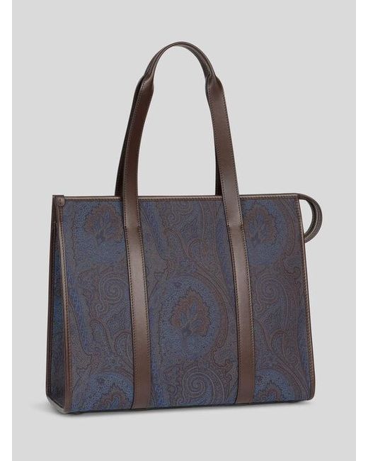 Etro Purple Essential Jacquard Tote Bag for men