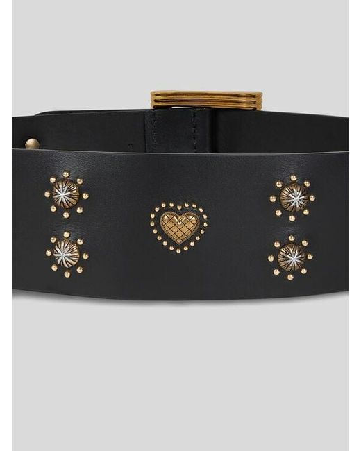 Etro Black Leather Belt With Studs