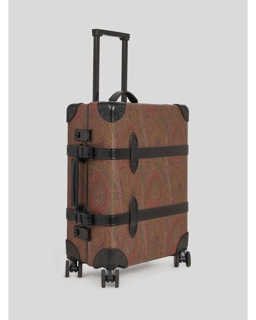 Etro Brown X Globe-Trotter Arnica And Leather Carry-On Case With Buckles for men