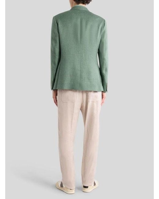 Etro Green Single-Breasted Wool Mouliné Jacket for men