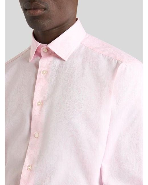 Etro Pink Cotton Jacquard Shirt for men