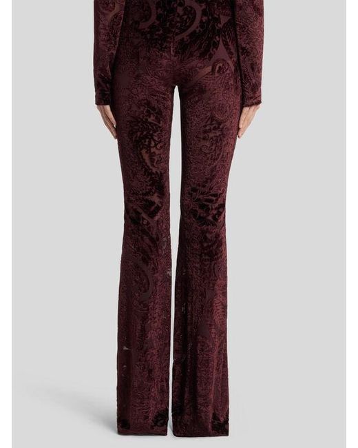 Etro Purple Jacquard Chenille Trousers With Lace Effect