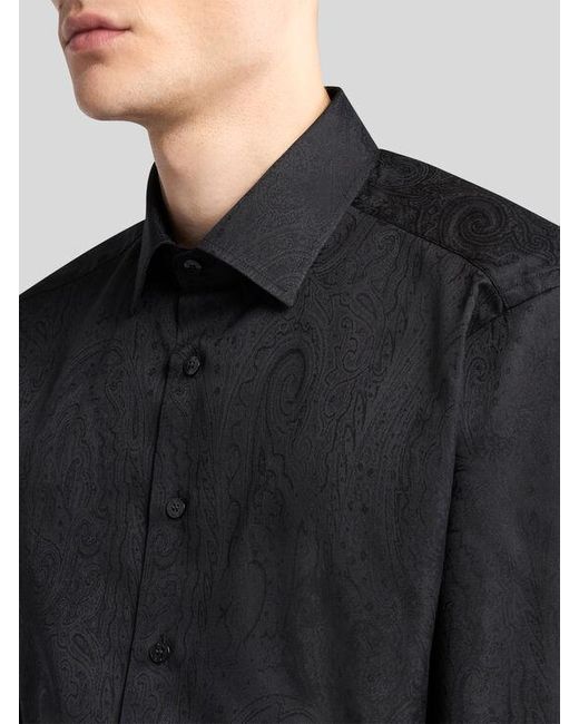 Etro Black Cotton Jacquard Shirt for men
