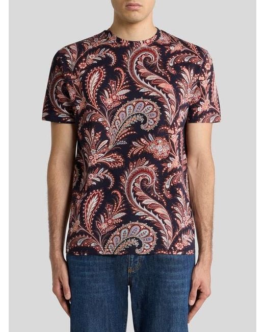Etro Pink Floral Paisley T-Shirt for men