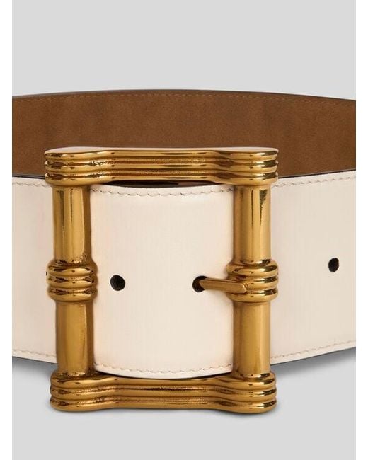 Etro White Reversible Leather Maxi Belt