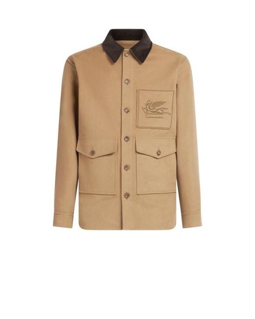Etro Natural Cotton Jacket With Pegaso for men
