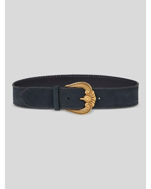 Etro Blue Suede Belt With Paisley Buckle