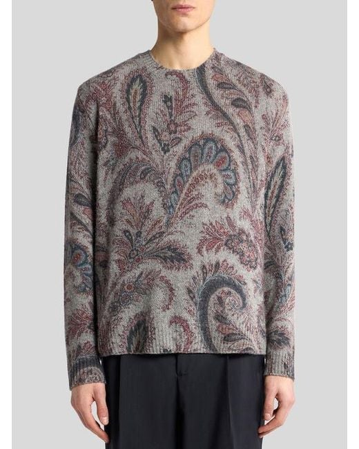Etro Gray Cashmere Jumper for men