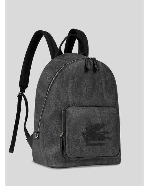 Etro Black Essential Arnica Backpack With Pegaso for men