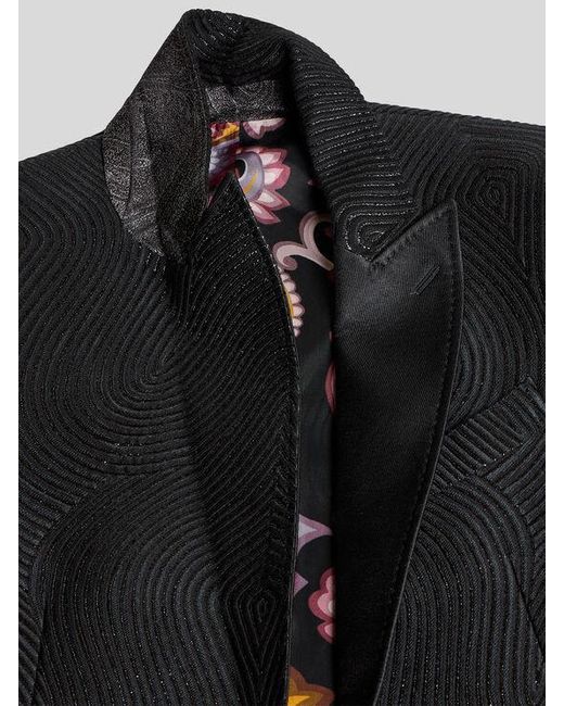 Etro Black Single-Breasted Wavy Blazer for men